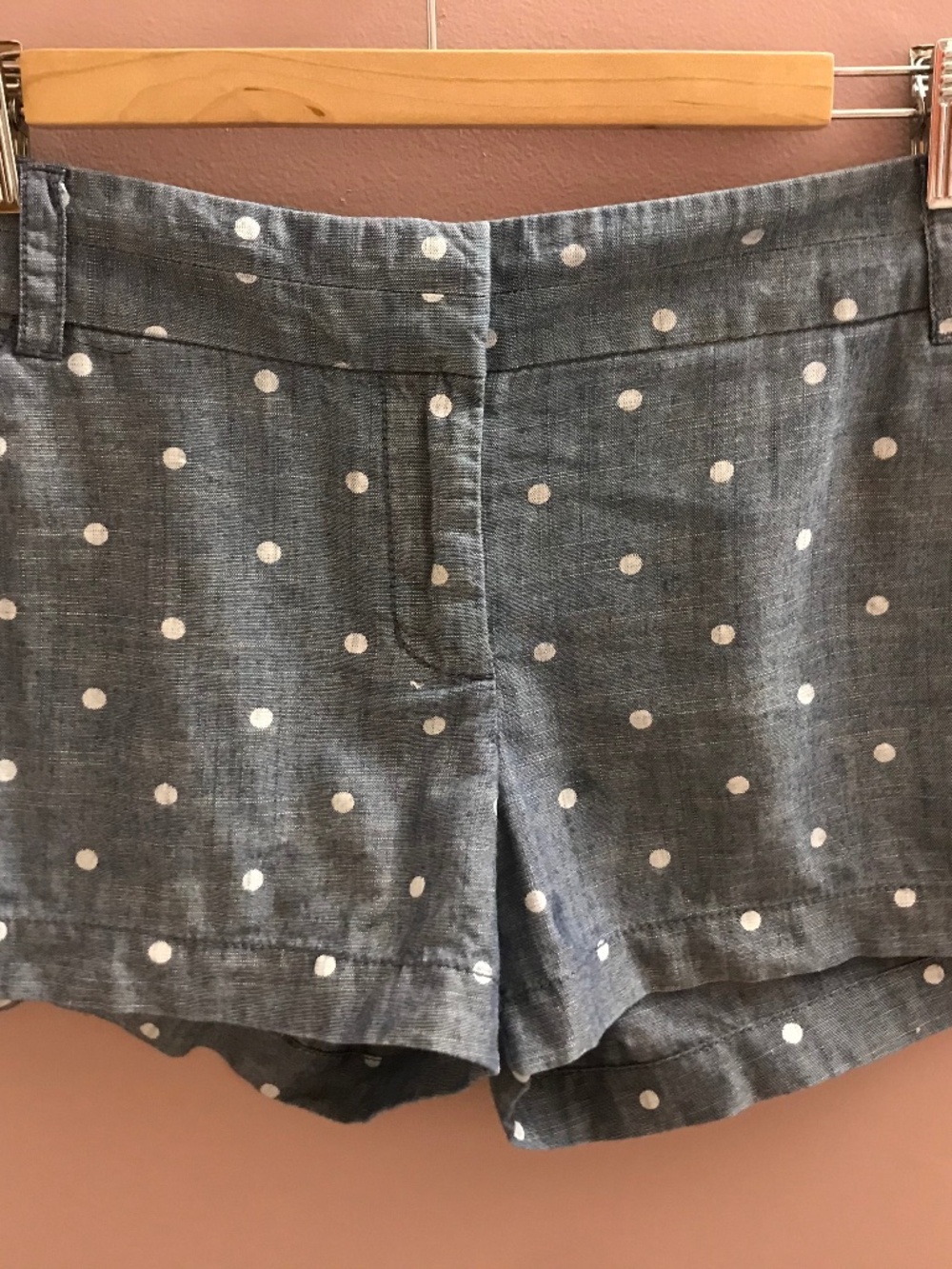 J.Crew Factory polka dot chambray shorts